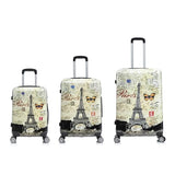 InUSA Paris Print Luggage with Spinner Wheels | Durable Lightweight Hardside Suitcase | Travel Bag with Handle and Trolley | (20in, 24in, 28in) 3 Piece Set