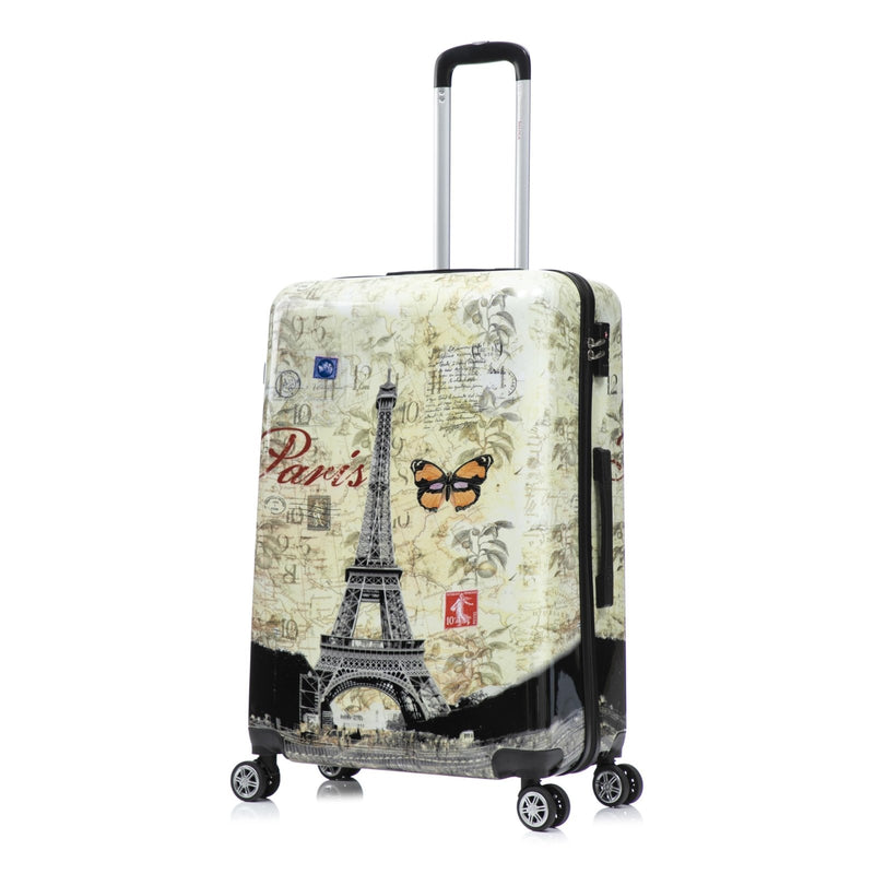 InUSA Paris Print Luggage with Spinner Wheels | Durable Lightweight Hardside Suitcase | Travel Bag with Handle and Trolley | 28 - Inch Large Checked luggage