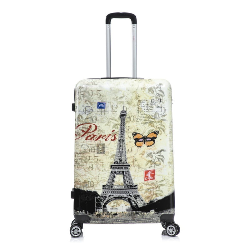 InUSA Paris Print Luggage with Spinner Wheels | Durable Lightweight Hardside Suitcase | Travel Bag with Handle and Trolley | 28 - Inch Large Checked luggage