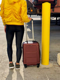InUSA PILOT Luggage with Ergonomic Handles | Spacious Travel Suitcase with Four Spinner Wheels and Studs | 20 Inch Hardside Carry - On Spinner Luggage | Wine