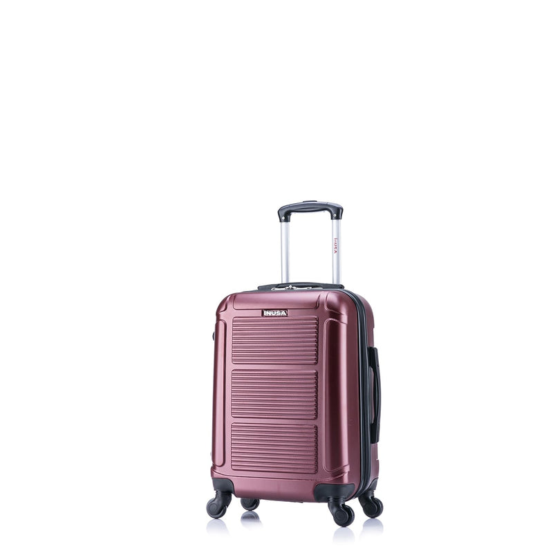 InUSA PILOT Luggage with Ergonomic Handles | Spacious Travel Suitcase with Four Spinner Wheels and Studs | 20 Inch Hardside Carry - On Spinner Luggage | Wine