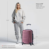 InUSA PILOT Luggage with Ergonomic Handles | Spacious Travel Suitcase with Four Spinner Wheels and Studs | 20 Inch Hardside Carry - On Spinner Luggage | Wine