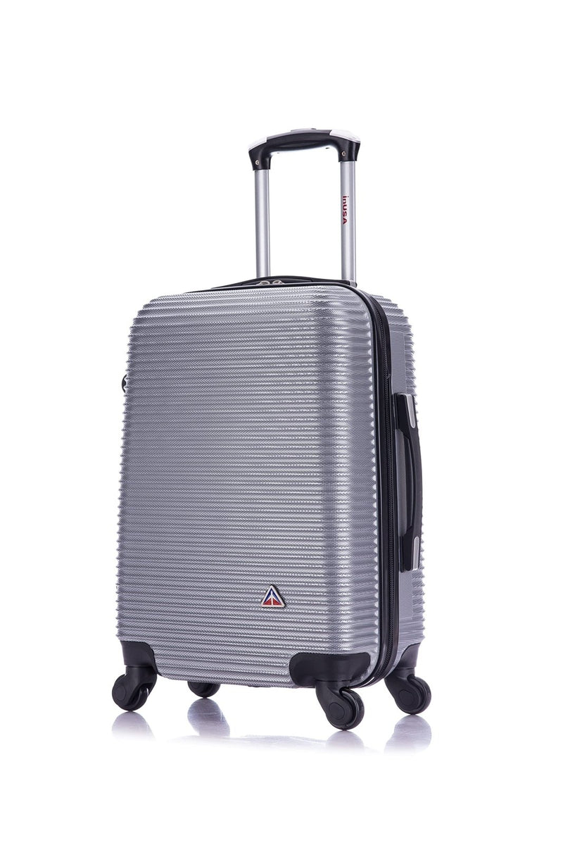 InUSA ROYAL Hardside Luggage with Ergonomic Handles | Spacious Travel Suitcase with Four Spinner Wheels and Studs | 20 Inch Hardside Carry - On Spinner Luggage | Silver