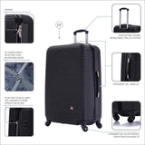 InUSA ROYAL Hardside Spinner Luggage with Ergonomic Handles | Spacious Travel Suitcase with Four Spinner Wheels and Studs | 28 Inch Large Hardside Spinner Luggage | Black