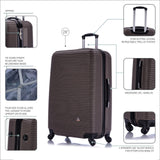 InUSA ROYAL Hardside Spinner Luggage with Ergonomic Handles | Spacious Travel Suitcase with Four Spinner Wheels and Studs | 28 Inch Large Hardside Spinner Luggage | Brown