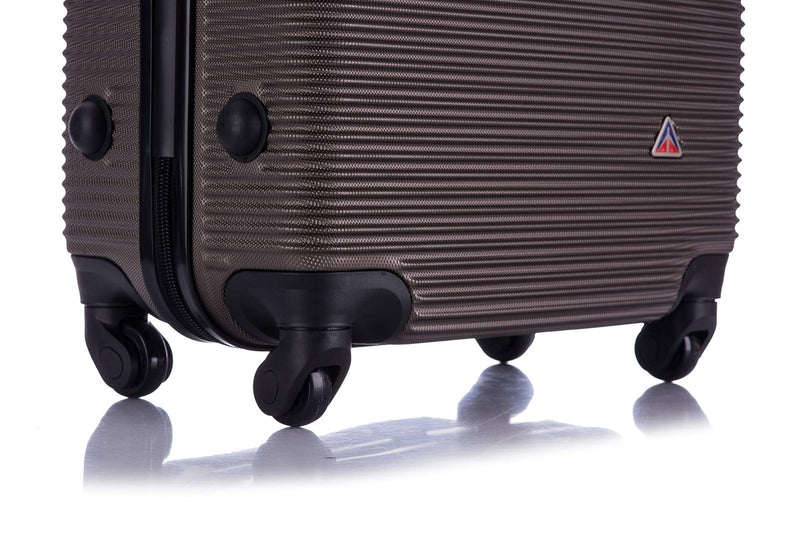 InUSA ROYAL Hardside Spinner Luggage with Ergonomic Handles | Spacious Travel Suitcase with Four Spinner Wheels and Studs | 28 Inch Large Hardside Spinner Luggage | Brown