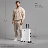 InUSA TREND Luggage with Spinner Wheels | Durable lightweight Hardside Suitcase, Travel bag with Handle and Trolley, 24 - Inch Medium Checked luggage | White