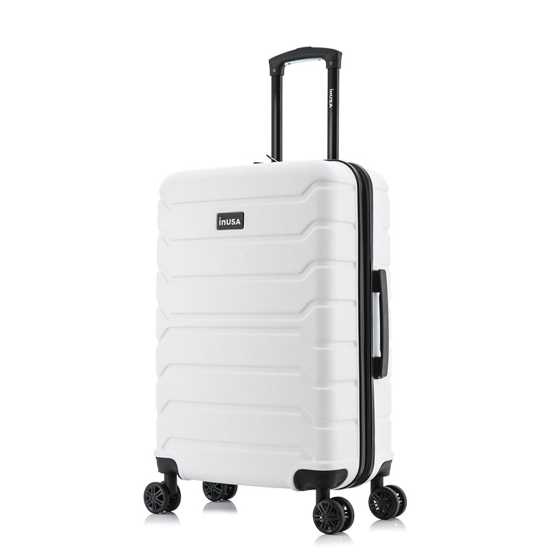 InUSA TREND Luggage with Spinner Wheels | Durable lightweight Hardside Suitcase, Travel bag with Handle and Trolley, 24 - Inch Medium Checked luggage | White