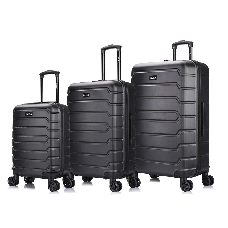 InUSA Trend Plastic 3 - Piece Luggage Set, Black (IUTRESML - BLK)
