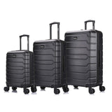 InUSA Trend Plastic 3 - Piece Luggage Set, Black (IUTRESML - BLK)