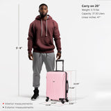 InUSA VASTY Luggage with Spinner Wheels | Durable Lightweight Hardshell Suitcase Travel Bag with Handle and Trolley 20 - Inch Carry On Small Luggage | Pink