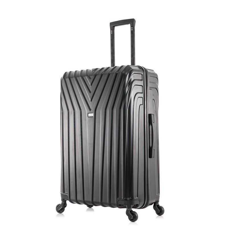 InUSA VASTY Luggage with Spinner Wheels | Durable Lightweight Hardside Suitcase, Travel Bag with Handle and Trolley, 28 - Inch Large Checked Luggage | Black