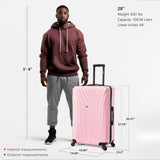 InUSA VASTY Luggage with Spinner Wheels | Durable Lightweight Hardside Suitcase, Travel Bag with Handle and Trolley, 28 - Inch Large Checked Luggage | Pink