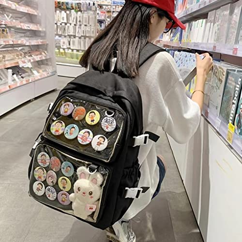 irLocy Kawaii Backpack Cute Ita Bag Large School Pink Ita Backpack for Pin Display Women Girl (Black)