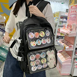 irLocy Kawaii Backpack Cute Ita Bag Large School Pink Ita Backpack for Pin Display Women Girl (Black)