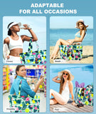 ISEYOU Extra Large Beach Bag, Waterproof Beach Totes Bags with Zipper, Pool Bag with Wet Compartment, Lightweight Foldable Large Weekender Bags for Women Men, Perfect for Pool Travel Vacation Gym