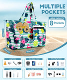 ISEYOU Extra Large Beach Bag, Waterproof Beach Totes Bags with Zipper, Pool Bag with Wet Compartment, Lightweight Foldable Large Weekender Bags for Women Men, Perfect for Pool Travel Vacation Gym