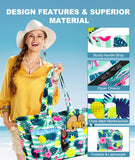 ISEYOU Extra Large Beach Bag, Waterproof Beach Totes Bags with Zipper, Pool Bag with Wet Compartment, Lightweight Foldable Large Weekender Bags for Women Men, Perfect for Pool Travel Vacation Gym