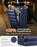 ISLAND ELEPHANT 20IN Expandable Carry On Luggage-Navy Blue
