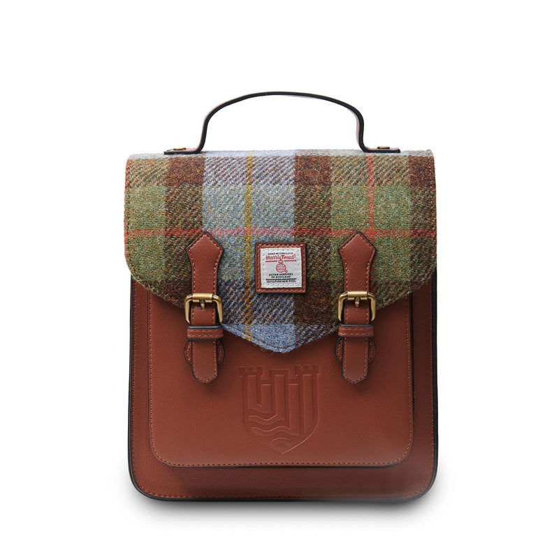 Islander HarrisTweed The Calton Backpack, Chestnut Blue Tartan