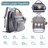 ISMGN Diaper Bag Backpack with Changing Station, Large Diaper Bag, Baby Bag, Multifunctional Diaper Bag, Gray