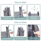 ISMGN Diaper Bag Backpack with Changing Station, Large Diaper Bag, Baby Bag, Multifunctional Diaper Bag, Gray