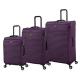 It Luggage Circulator 3 Piece Softside 8 Wheel Expandable Spinner Luggage Set, Italian Plum