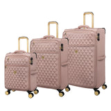 It Luggage Glimmering 3 Piece Softside 8 Wheel Expandable Spinner Luggage Set, Mink Gold