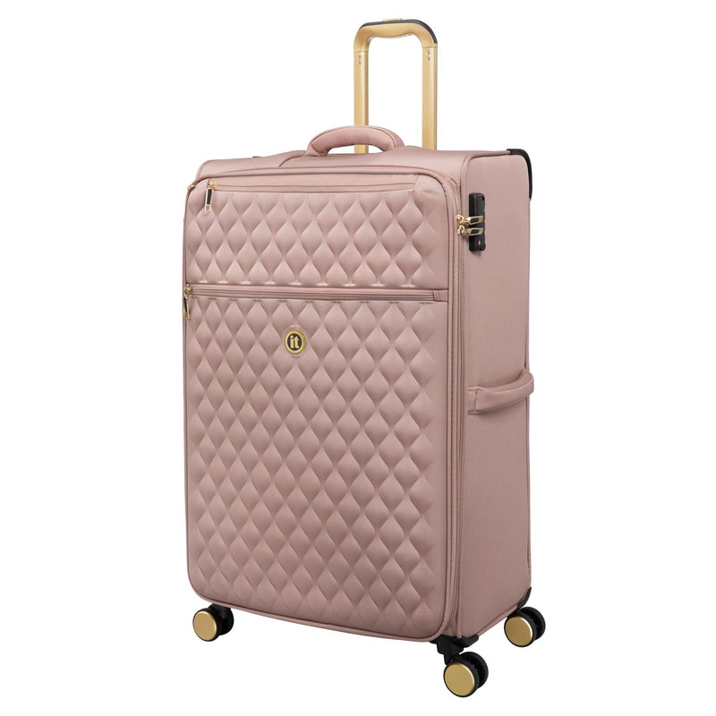 It Luggage Glimmering 32" Softside Checked 8 Wheel Expandable Spinner, Mink Gold