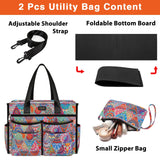 ITIEZY Utility Tote Bag for Women with 18 Pockets - Large Teacher Tote Bag with Zipper Compartment 2 Pcs Everything Bag Nurse Bags for Work, Travel