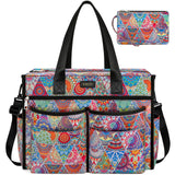 ITIEZY Utility Tote Bag for Women with 18 Pockets - Large Teacher Tote Bag with Zipper Compartment 2 Pcs Everything Bag Nurse Bags for Work, Travel