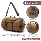 IT'SCARL Large backpack for men,Travel backpack,Carry on, Canvas big bag,Work back pack(khaki)