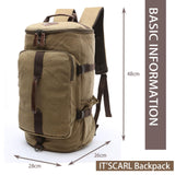 IT'SCARL Large backpack for men,Travel backpack,Carry on, Canvas big bag,Work back pack(khaki)