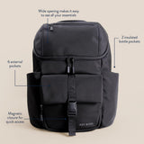 Itzy Ritzy Belong Bucket Backpack – Lightweight Diaper Bag Backpack Featuring 16 Pockets, Bucket Top Opening, Stroller Straps & Changing Pad – Organized and Stylish Everyday Family Backpack (Black)
