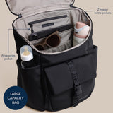 Itzy Ritzy Belong Bucket Backpack – Lightweight Diaper Bag Backpack Featuring 16 Pockets, Bucket Top Opening, Stroller Straps & Changing Pad – Organized and Stylish Everyday Family Backpack (Black)