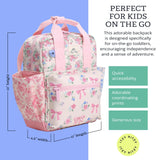 Itzy Ritzy Toddler Backpack - Daycare Bag - Features Adjustable Shoulder Straps, 2 Side Pockets & Spacious Interior with Wipeable Fabric Lining & Name Label, Ribbons & Roses Backpack
