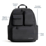 Itzy Ritzy Utility Diaper Bag Backpack – Features 17 Pockets (Including 2 Insulated Bottle Holders) & Trolley Sleeve and Includes Stroller Straps & Changing Pad – Part of the Belong Collection (Black)