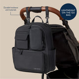 Itzy Ritzy Utility Diaper Bag Backpack – Features 17 Pockets (Including 2 Insulated Bottle Holders) & Trolley Sleeve and Includes Stroller Straps & Changing Pad – Part of the Belong Collection (Black)