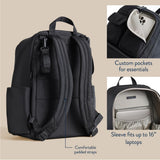 Itzy Ritzy Utility Diaper Bag Backpack – Features 17 Pockets (Including 2 Insulated Bottle Holders) & Trolley Sleeve and Includes Stroller Straps & Changing Pad – Part of the Belong Collection (Black)