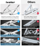 ivoler Laptop Stand, Laptop Holder Riser Computer Tablet Stand, 6 Angles Adjustable Aluminum Ergonomic Foldable Portable Desktop Holder Compatible with 10 - 15.6” MacBook,iPad, HP, Dell, Lenovo Silver