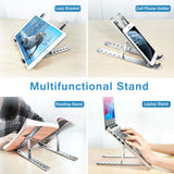 ivoler Laptop Stand, Laptop Holder Riser Computer Tablet Stand, 6 Angles Adjustable Aluminum Ergonomic Foldable Portable Desktop Holder Compatible with 10 - 15.6” MacBook,iPad, HP, Dell, Lenovo Silver
