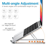 ivoler Laptop Stand, Laptop Holder Riser Computer Tablet Stand, 6 Angles Adjustable Aluminum Ergonomic Foldable Portable Desktop Holder Compatible with 10 - 15.6” MacBook,iPad, HP, Dell, Lenovo Silver