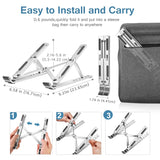 ivoler Laptop Stand, Laptop Holder Riser Computer Tablet Stand, 6 Angles Adjustable Aluminum Ergonomic Foldable Portable Desktop Holder Compatible with 10 - 15.6” MacBook,iPad, HP, Dell, Lenovo Silver