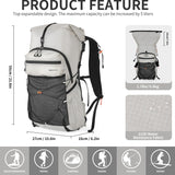 IX INOXTO Hiking Backpack for Men and Women, 30L Waterproof Camping Backpack with 3L Water Bladder and Rain Cover, Lightweight Outdoor Sport Travel Daypack Rucksack for Climbing Cycling (Light gray)