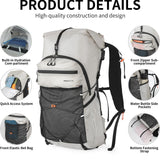 IX INOXTO Hiking Backpack for Men and Women, 30L Waterproof Camping Backpack with 3L Water Bladder and Rain Cover, Lightweight Outdoor Sport Travel Daypack Rucksack for Climbing Cycling (Light gray)