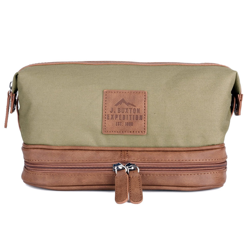 J. Buxton Expedition II Huntington Gear Bottom Zip Travel Kit Olive