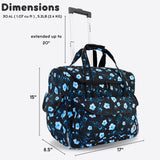 J World Donna Rolling Tote Bag on Wheels for Women. Roller Laptop Briefcase. Overnight Weekender Teachers Work, Night Bloom