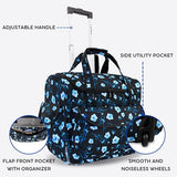 J World Donna Rolling Tote Bag on Wheels for Women. Roller Laptop Briefcase. Overnight Weekender Teachers Work, Night Bloom