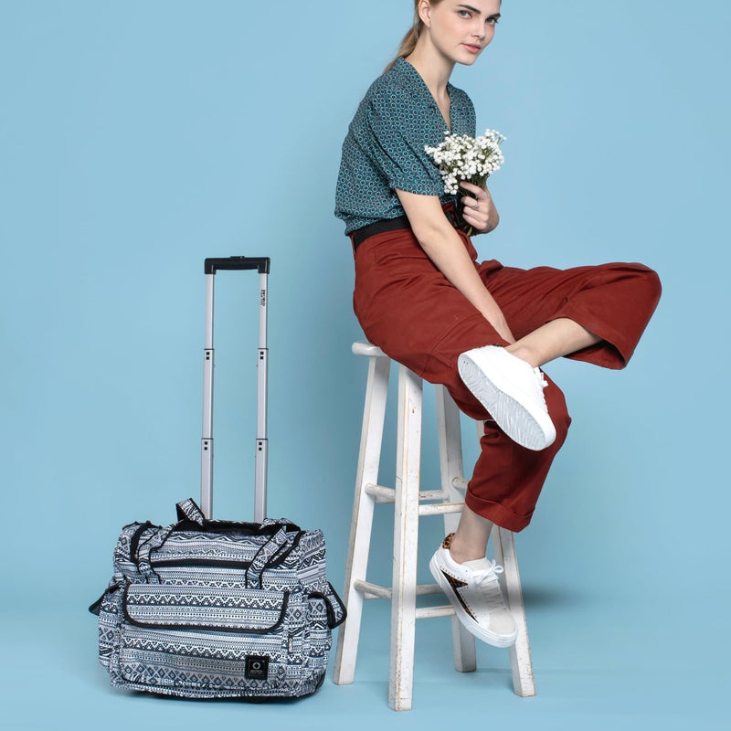 J World Donna Rolling Tote Bag on Wheels for Women. Roller Laptop Briefcase. Overnight Weekender Teachers Work, Night Bloom