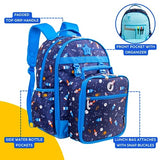 J World Duet Kids Backpack & Lunch Box Set For Boys & Girls Pre - K to Elementary School, Spaceship